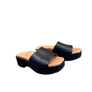 VIONIC Trista black leather platform slide Size 7.5 Women's EUC